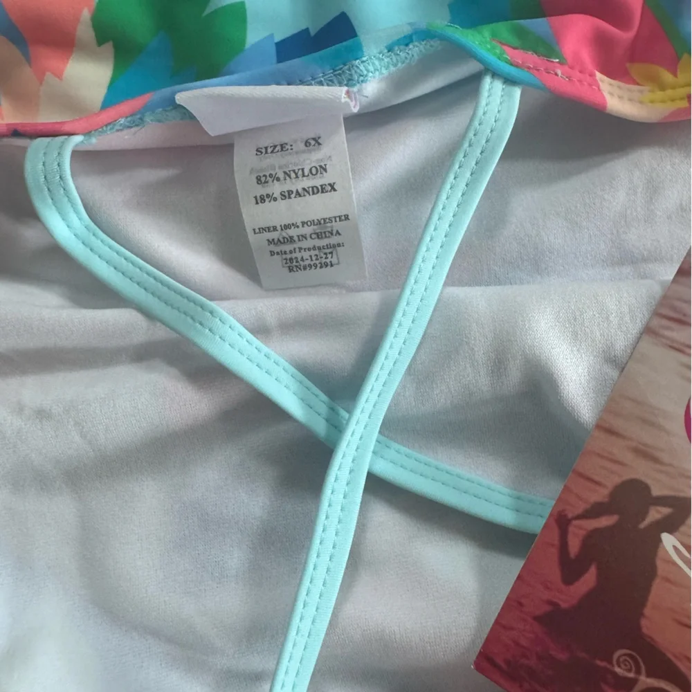 BRAND NEW 6X Kanu Floral Kids Swim Set - Blue and Pink
